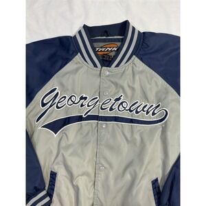 VTG Georgetown Hoyas NCAA Satin Snap Varsity Letterman Jacket Coat Mens Large
